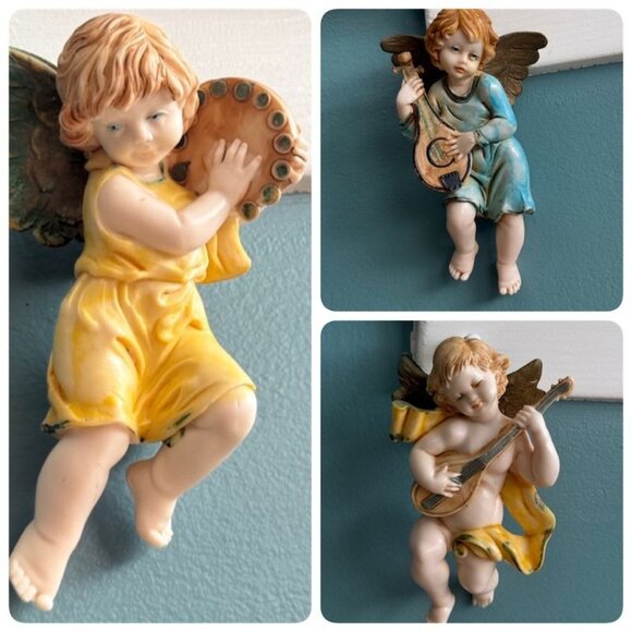 3 Vintage Fontanini Lello Simonelli Musical Cherub Angels Ornaments Italy - Picture 1 of 14